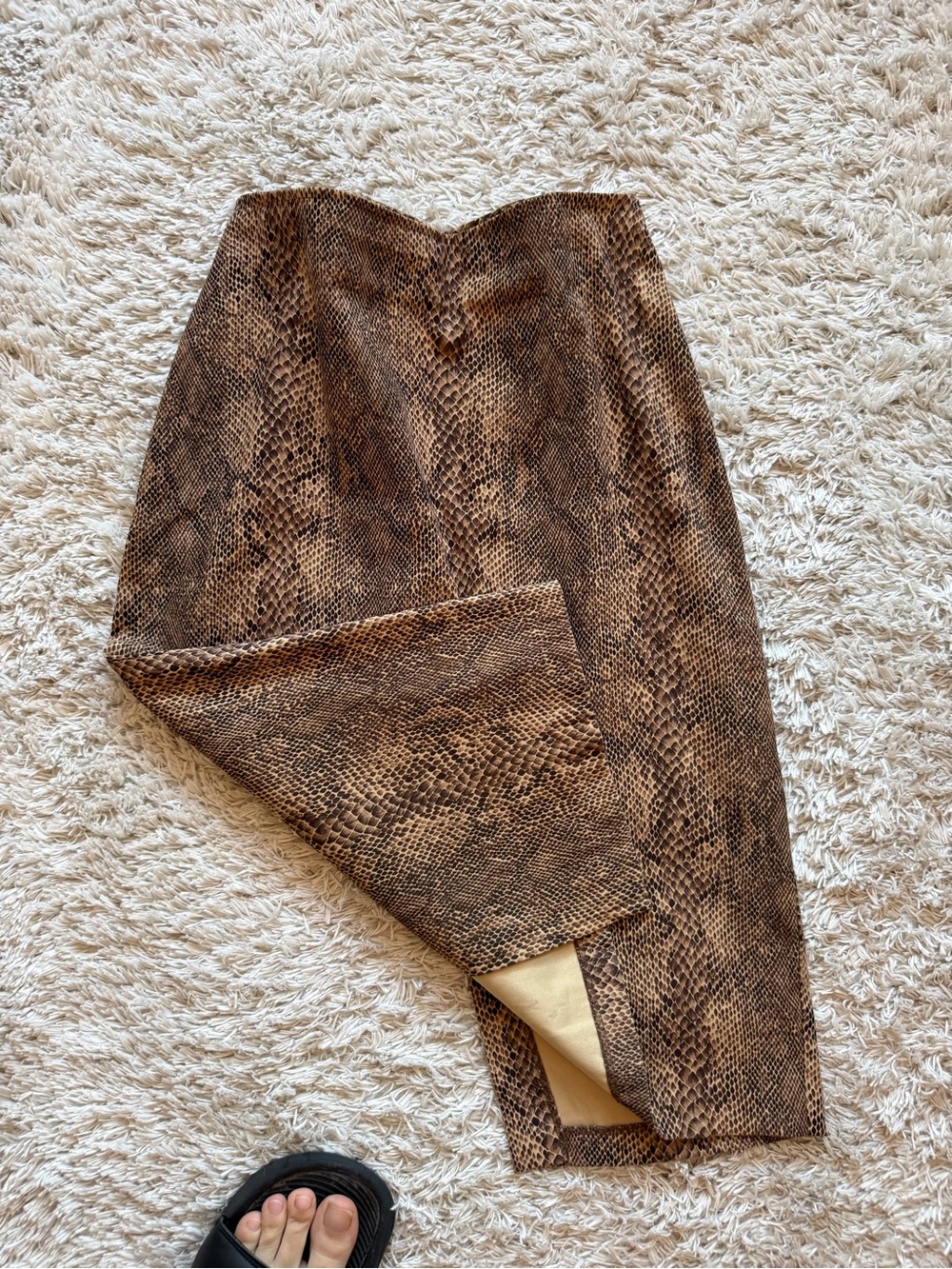 Vintage XOXO Brown and Tan Faux Snakeskin Pencil Skirt sz 9